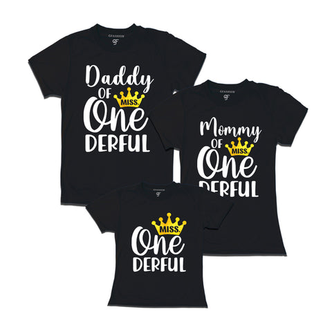 Miss Onederful Birthday T-shirts for Family in Black Color avilable @ gfashion.jpg