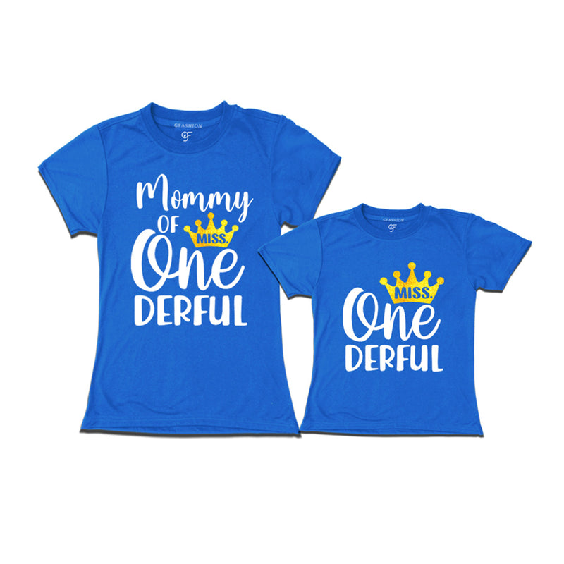 Miss Onederful Birthday T-shirts for Mom and Daughter in Blue Color avilable @ gfashion.jpg