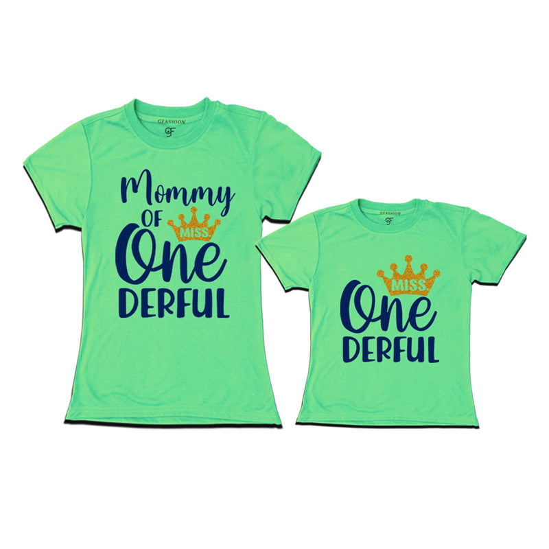 Miss Onederful Birthday T-shirts for Mom and Daughter in Pista Green Color avilable @ gfashion.jpg
