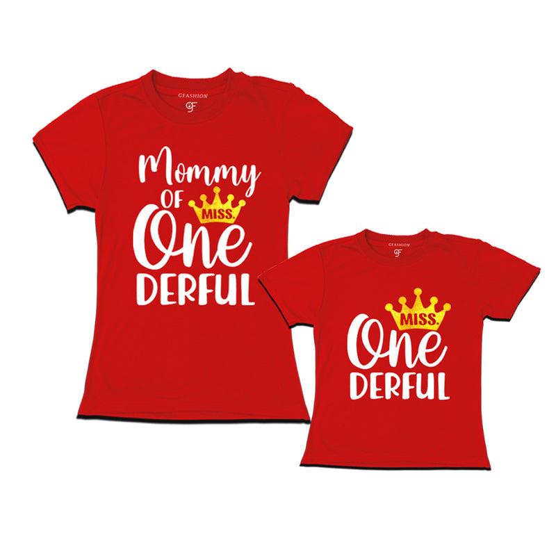 Miss Onederful Birthday T-shirts for Mom and Daughter in Red Color avilable @ gfashion.jpg
