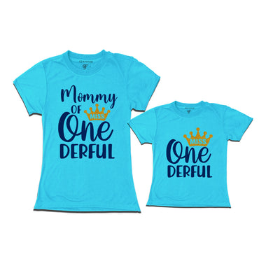 Miss Onederful Birthday T-shirts for Mom and Daughter in Sky Blue Color avilable @ gfashion.jpg