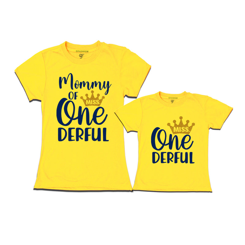 Miss Onederful Birthday T-shirts for Mom and Daughter in Yellow Color avilable @ gfashion.jpg
