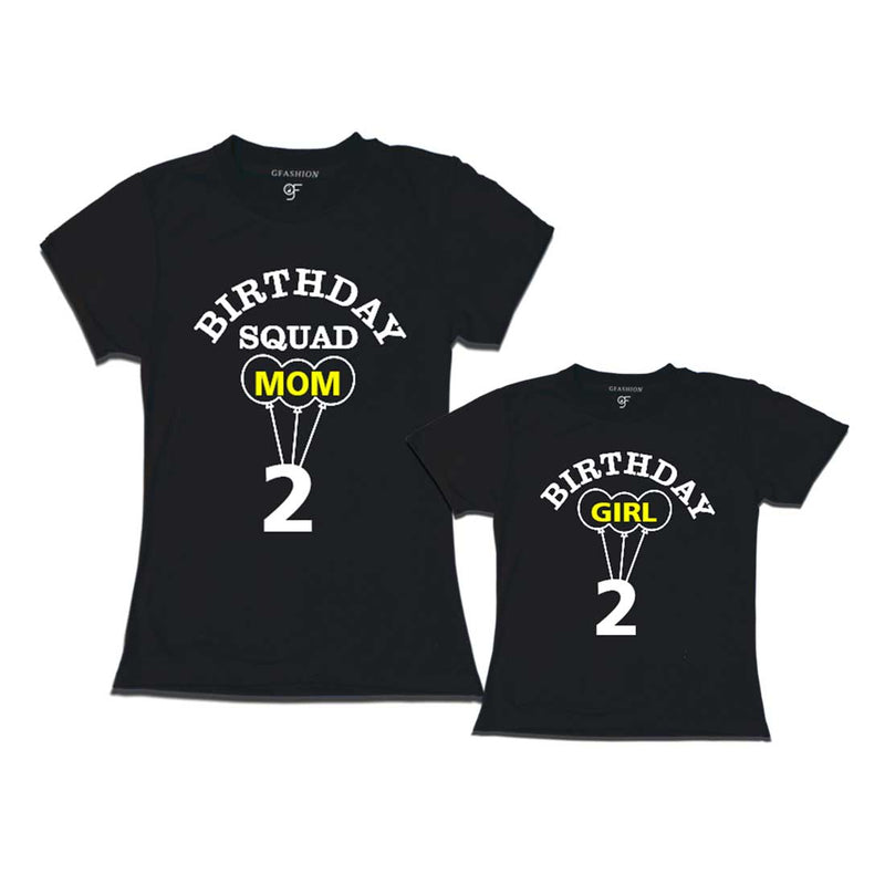 Squad Mom, Girl 2nd Birthday T-shirts-Black-gfashion 
