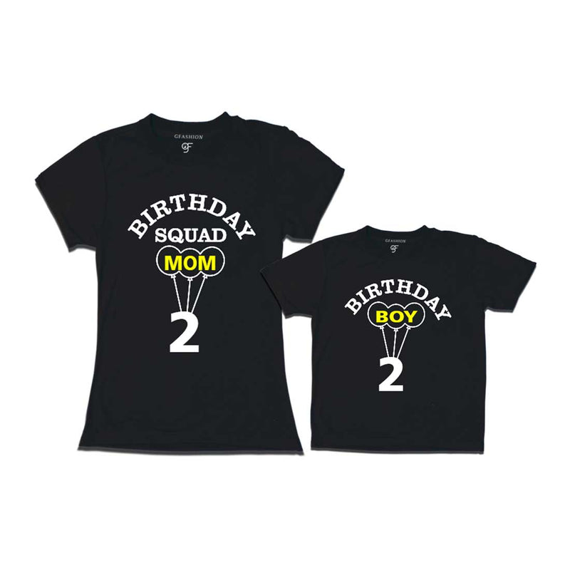 Squad Mom, Son 2nd Birthday T-shirts-Black-gfashion