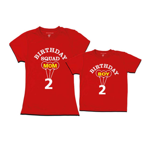 Squad Mom, Son 2nd Birthday T-shirts-Red-gfashion
