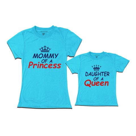 Mommy of a Princess-Daughter of a Queen T-shirts in Sky Blue Color  available @ gfashion.jpg