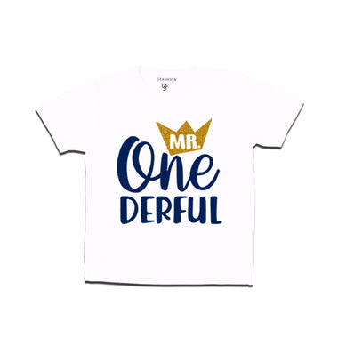 Mr Onederful Birthday Baby Boy T-shirt in White Color avilable @ gfashion.jpg