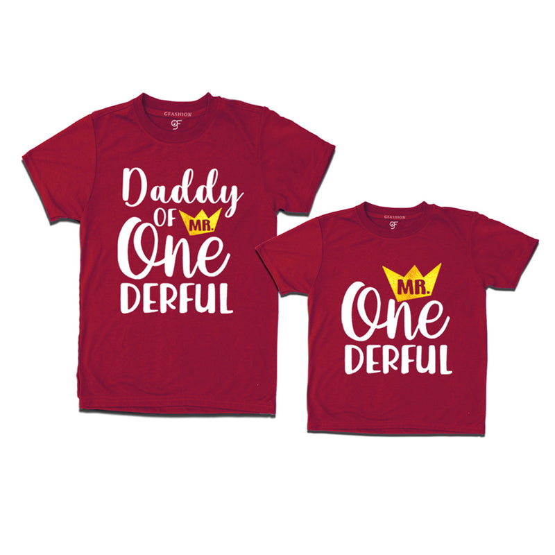 Mr Onederful Birthday T-shirts for Dad and Son in Maroon Color avilable @ gfashion.jpg