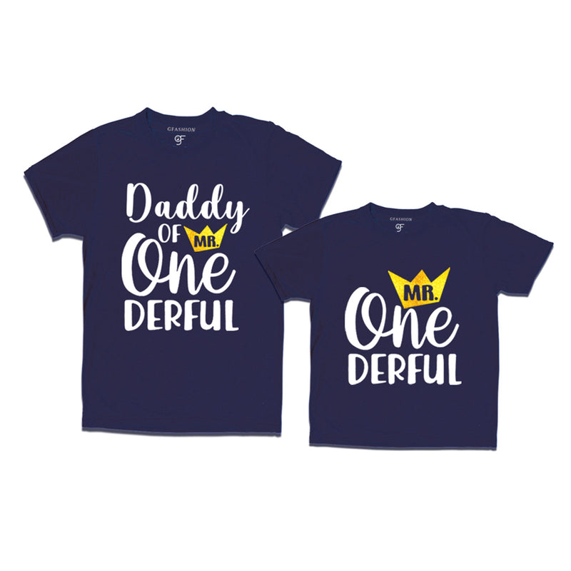Mr Onederful Birthday T-shirts for Dad and Son in Navy Color avilable @ gfashion.jpg