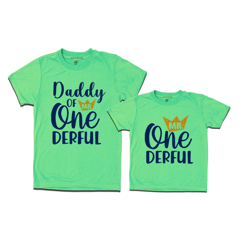 Mr Onederful Birthday T-shirts for Dad and Son in Pista Green Color avilable @ gfashion.jpg