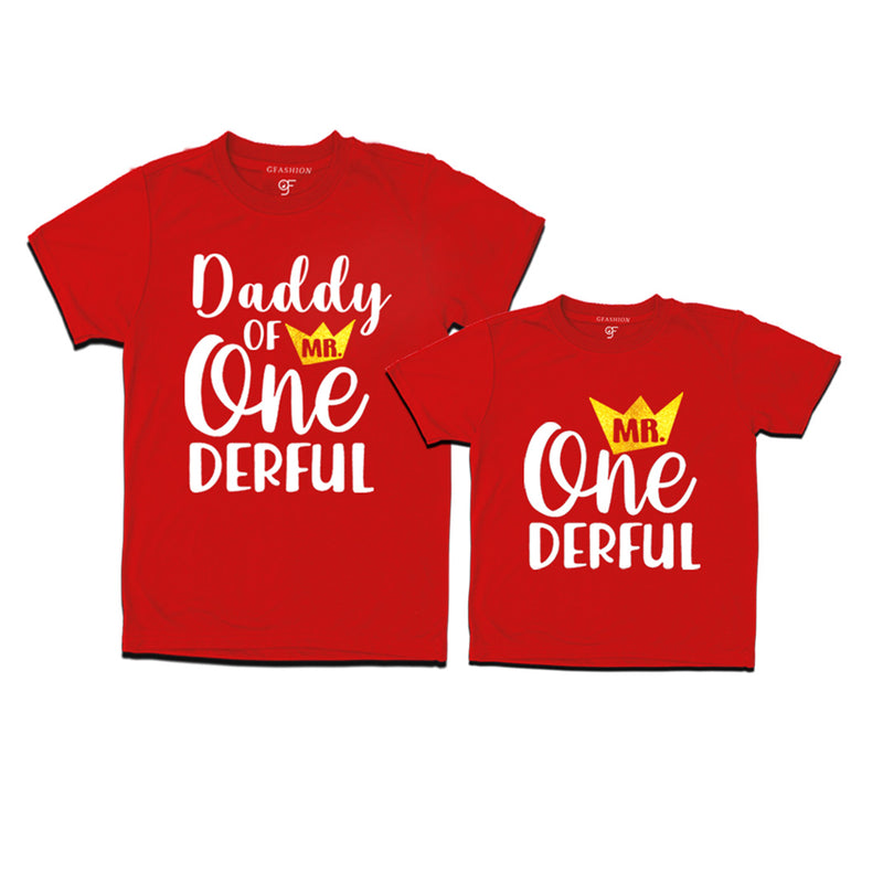 Mr Onederful Birthday T-shirts for Dad and Son in Red Color avilable @ gfashion.jpg
