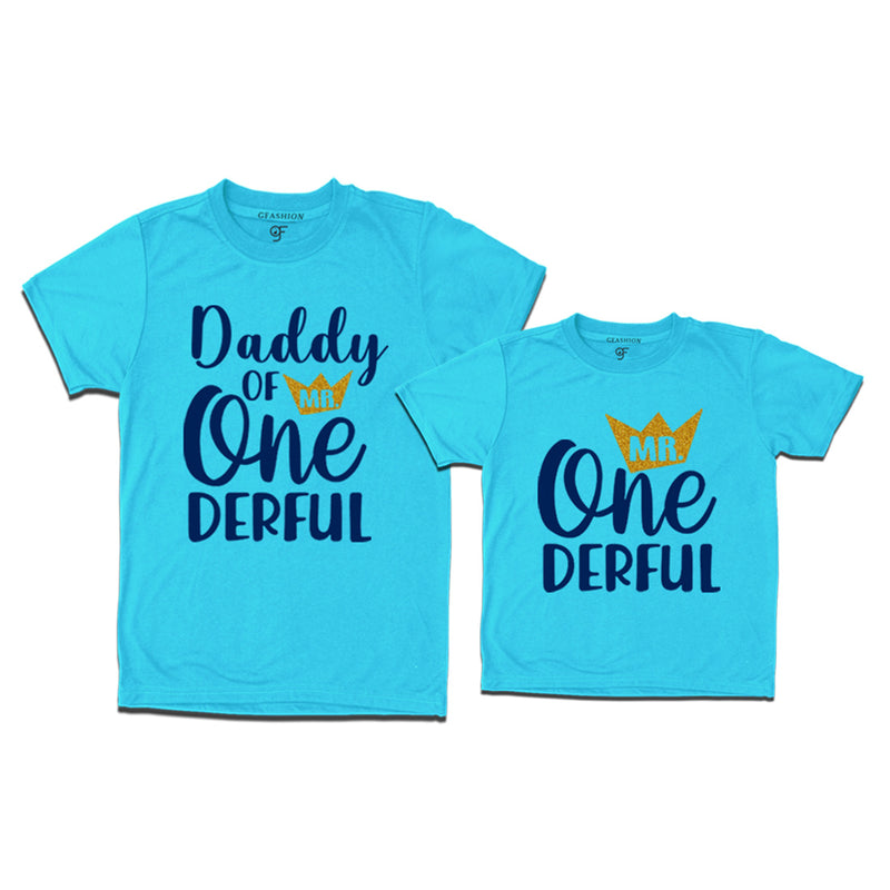 Mr Onederful Birthday T-shirts for Dad and Son in Sky Blue Color avilable @ gfashion.jpg
