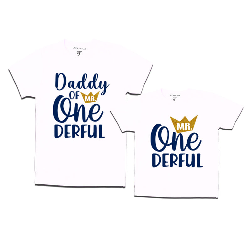 Mr Onederful Birthday T-shirts for Dad and Son in White Color avilable @ gfashion.jpg
