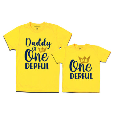 Mr Onederful Birthday T-shirts for Dad and Son in Yellow Color avilable @ gfashion.jpg
