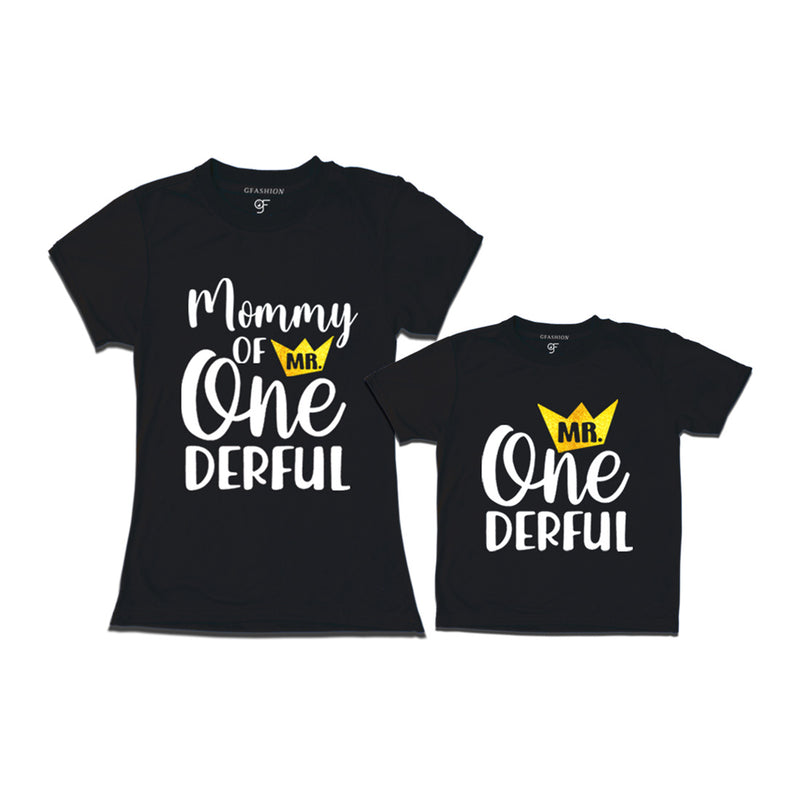 Mr Onederful Birthday T-shirts for Mom and Son in Black Color avilable @ gfashion.jpg