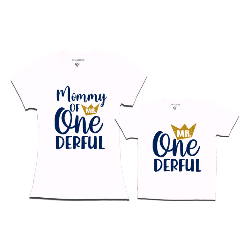 Mr Onederful Birthday T-shirts for Mom and Son in White Color avilable @ gfashion.jpg