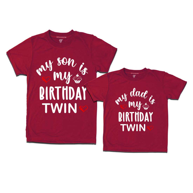 My Birthday Twin T-shirts for Dad and Son in Maroon Color available @ gfashion.jpg