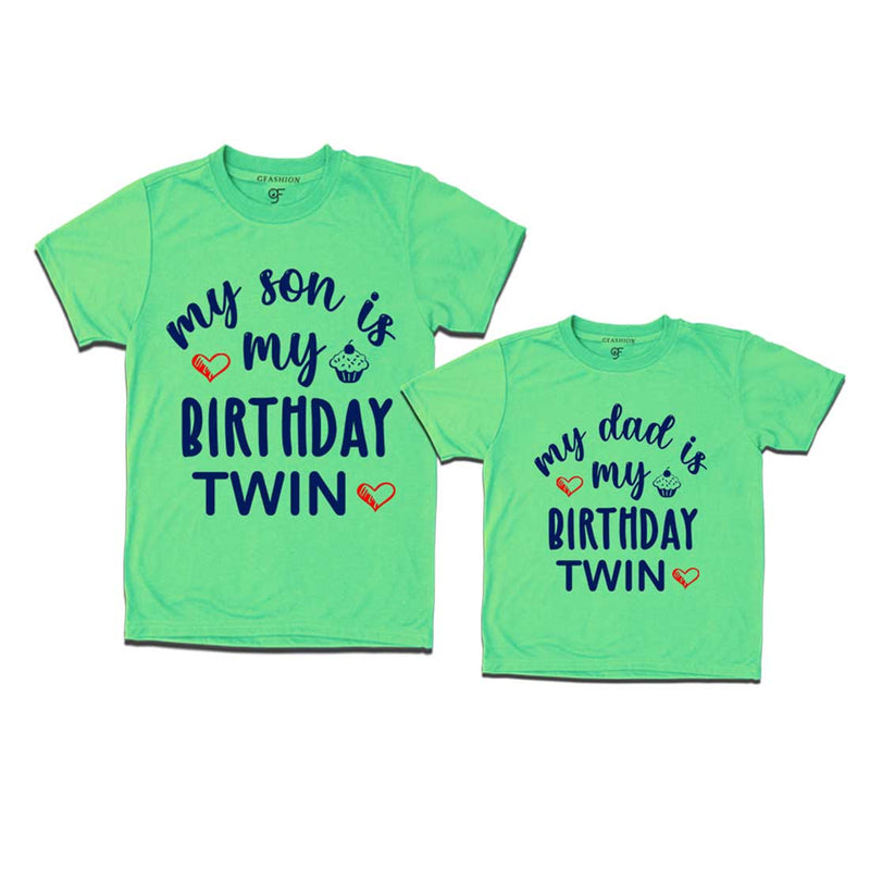 My Birthday Twin T-shirts for Dad and Son in Pista Green Color available @ gfashion.jpg