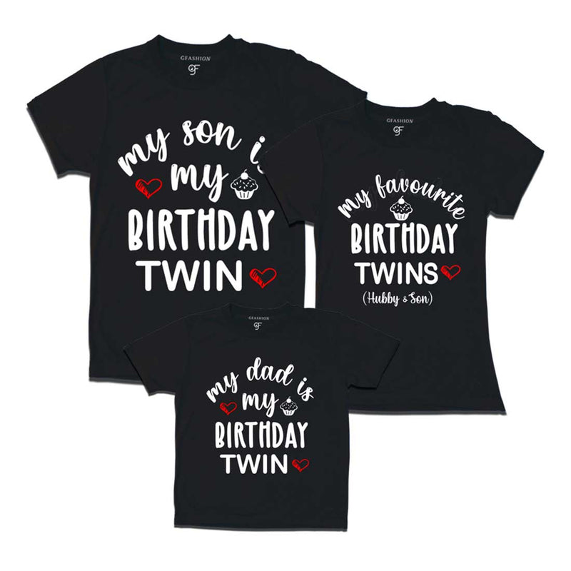 My Birthday Twin T-shirts for Dad and Son with Mom in Black Color available @ gfashion.jpg