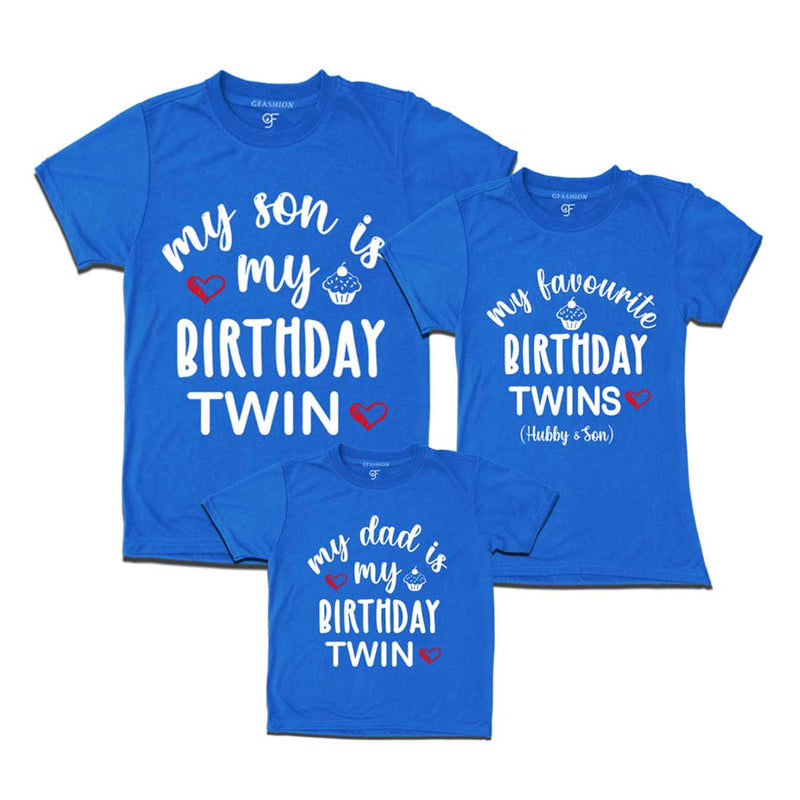 My Birthday Twin T-shirts for Dad and Son with Mom in Blue Color available @ gfashion.jpg