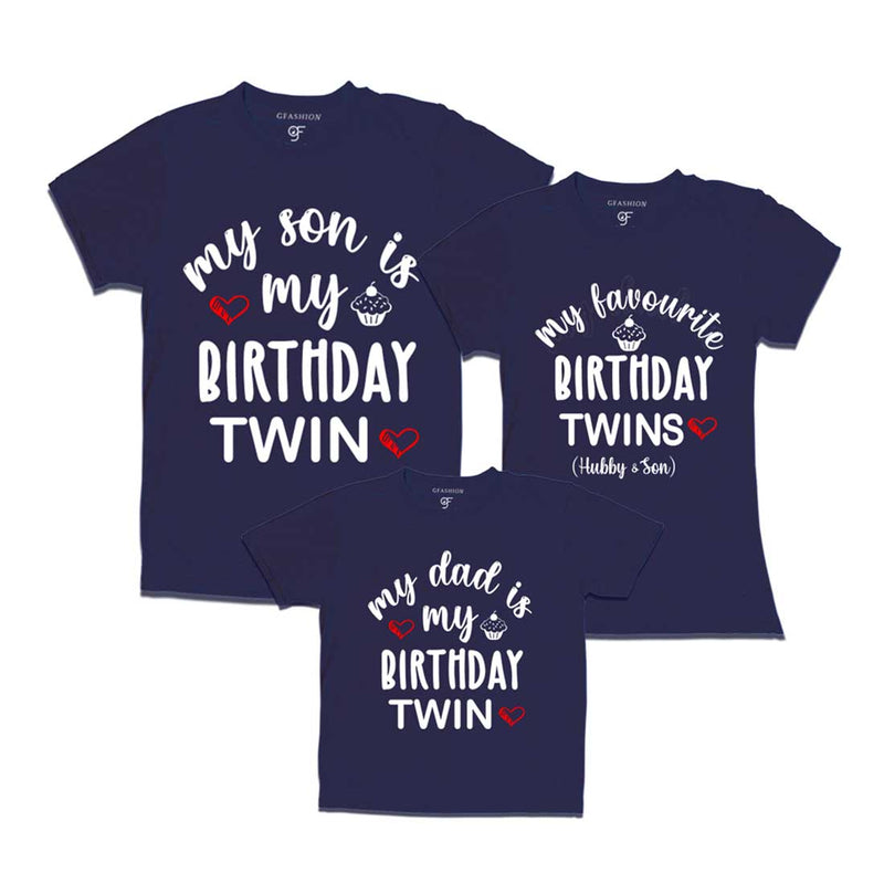 My Birthday Twin T-shirts for Dad and Son with Mom in Navy Color available @ gfashion.jpg