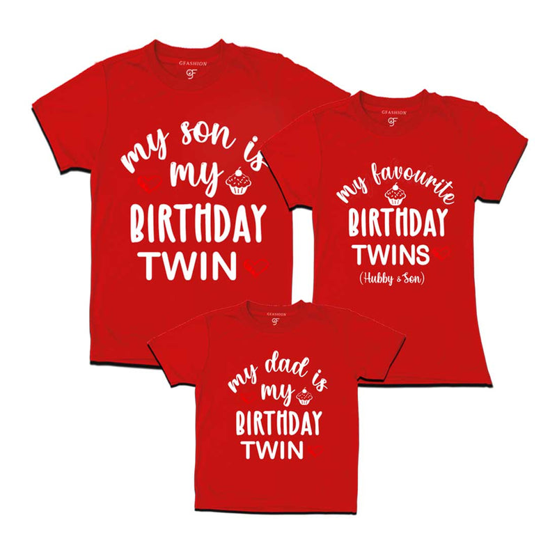 My Birthday Twin T-shirts for Dad and Son with Mom in Red Color available @ gfashion.jpg