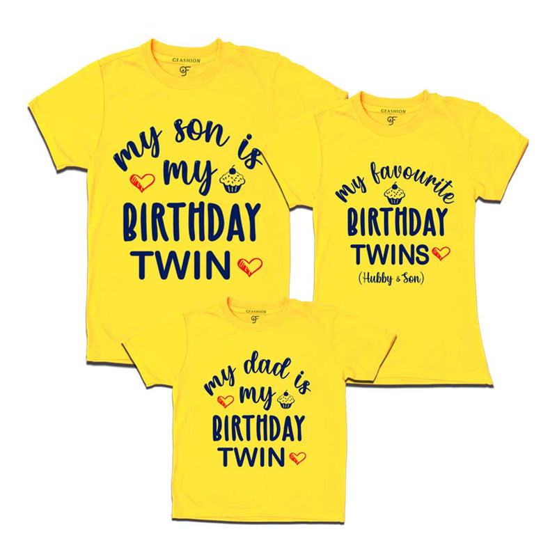 My Birthday Twin T-shirts for Dad and Son with Mom in Yellow Color available @ gfashion.jpg