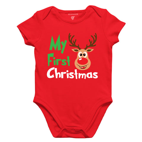 My First Christmas Bodysuit or Rompers in Red Color available @ gfashion.jpg