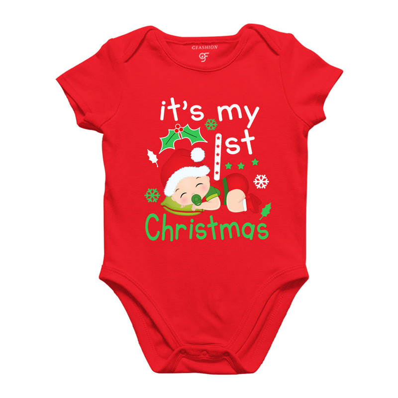 My First Christmas Bodysuit or Rompers in Red Color available @ gfashion.jpg