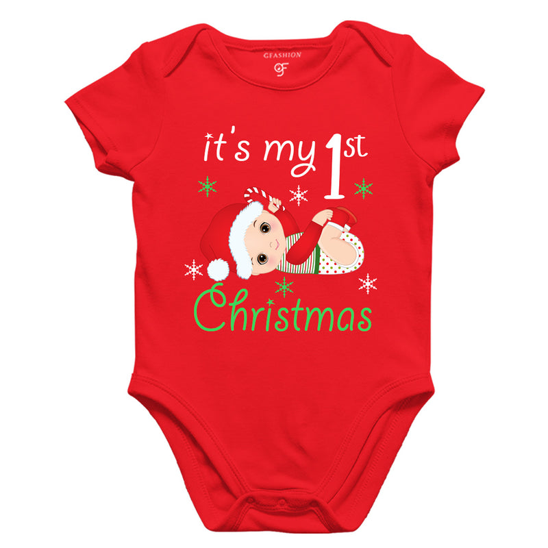 My First Christmas Bodysuit or Rompers in Red Color available @ gfashion.jpg