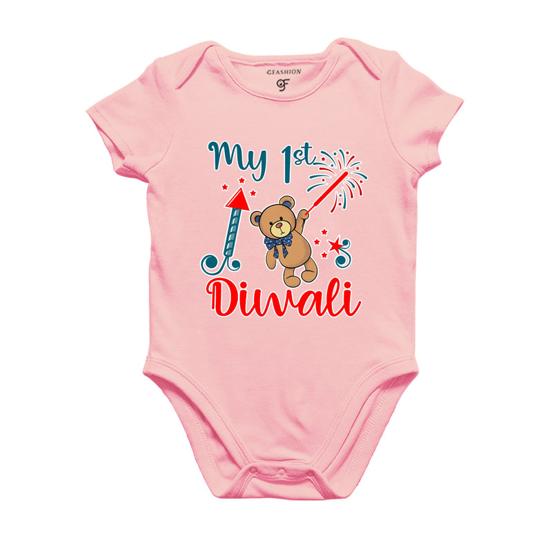 My First Diwali Rompers (or) Bodysuit (or) onesie T-shirt in Pink Color available @ gfashion.jpg