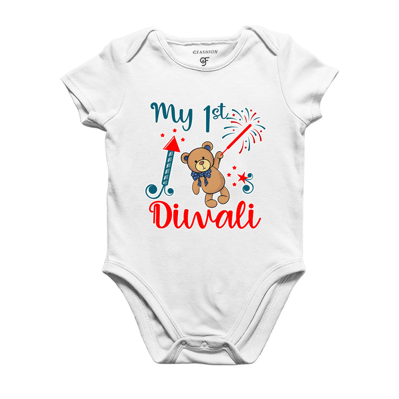 My First Diwali Rompers (or) Bodysuit (or) onesie T-shirt in White Color available @ gfashion.jpg