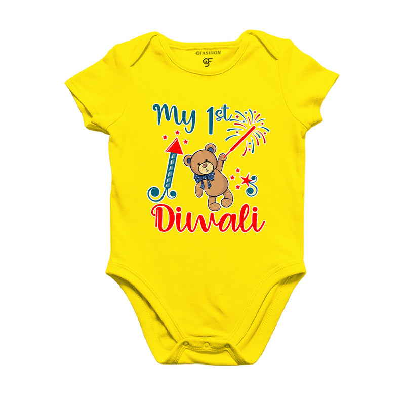 My First Diwali Rompers (or) Bodysuit (or) onesie T-shirt in Yellow Color available @ gfashion.jpg