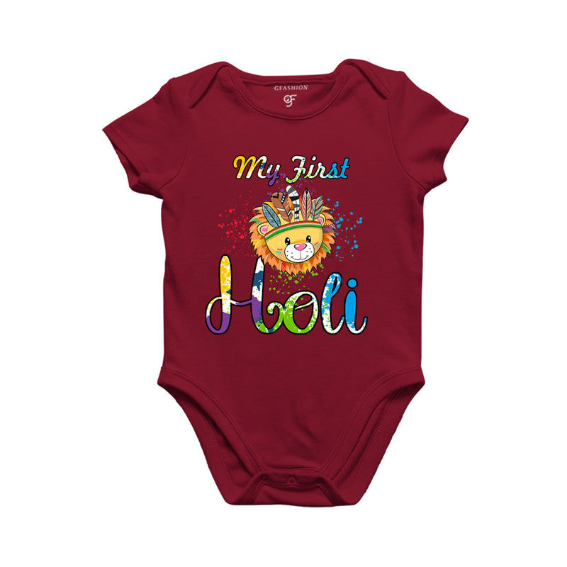 My First Holi Baby Bodysuit in Maroon Color available @ gfashion.jpg