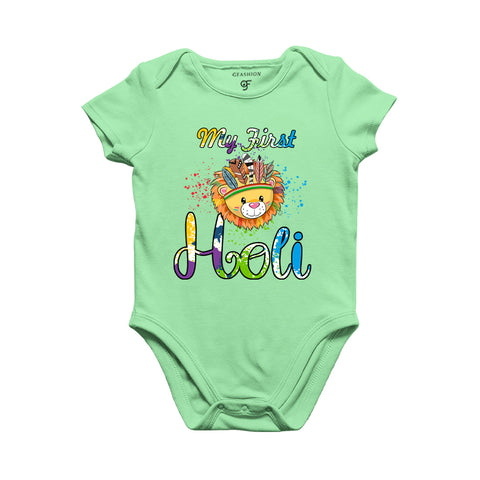 My First Holi Baby Bodysuit in Pista Green Color available @ gfashion.jpg