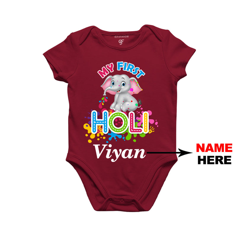 My First Holi Baby Onesie-Name Customized in Maroon Color available @ gfashion.jpg