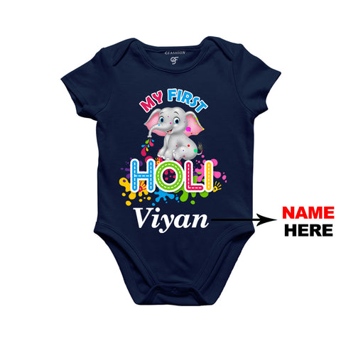 My First Holi Baby Onesie-Name Customized in Navy Color available @ gfashion.jpg