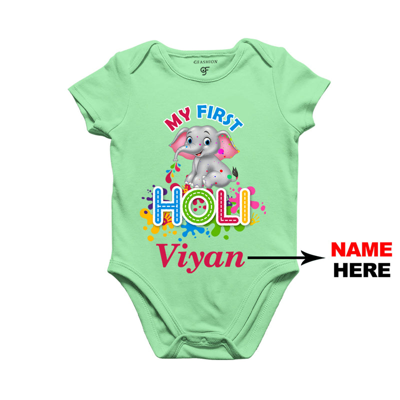 My First Holi Baby Onesie-Name Customized in Pista Green Color available @ gfashion.jpg