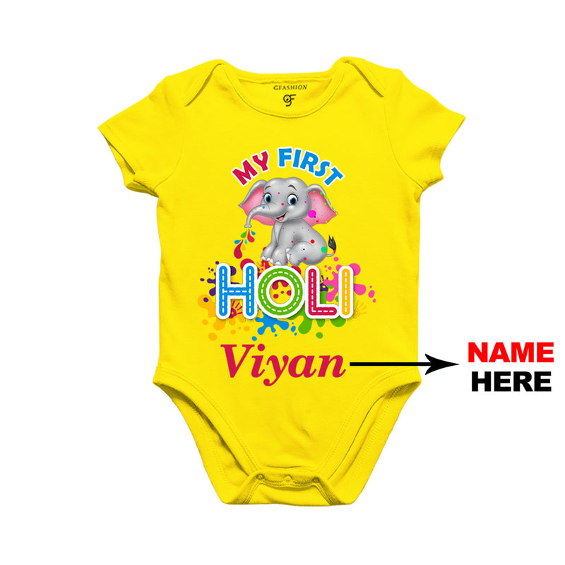 My First Holi Baby Onesie-Name Customized in Yellow Color available @ gfashion.jpg