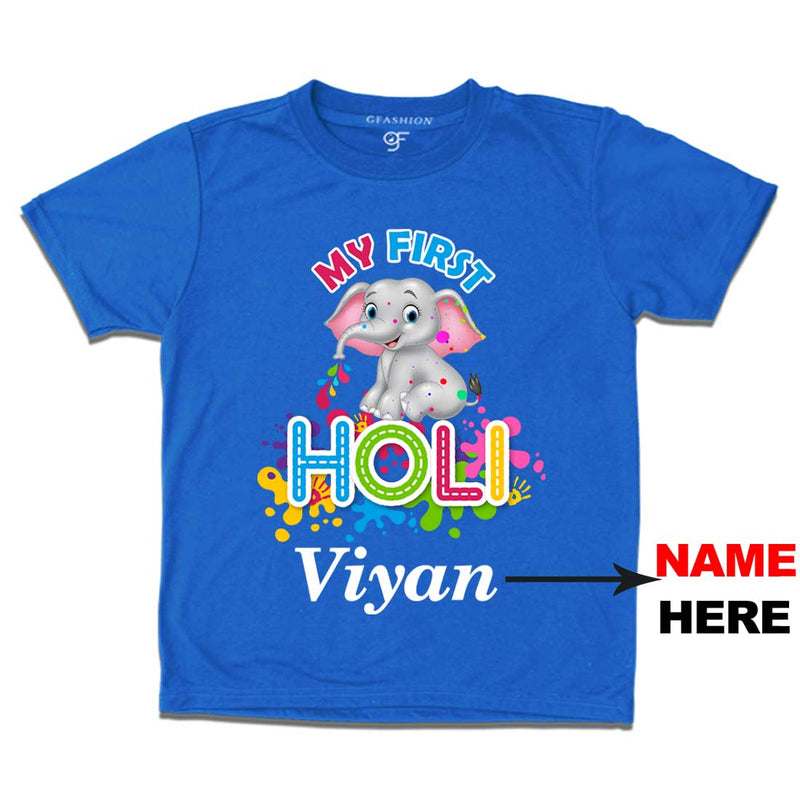 My First Holi Baby T-shirt-Name Customized in Blue Color available @ gfashion.jpg