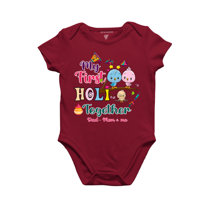 My First Holi  Together Baby Bodysuit in Maroon Color available @ gfashion.jpg