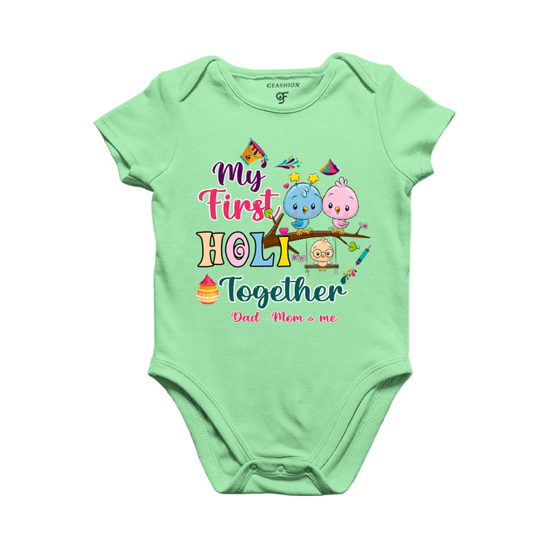 My First Holi  Together Baby Bodysuit in Pista Green Color available @ gfashion.jpg