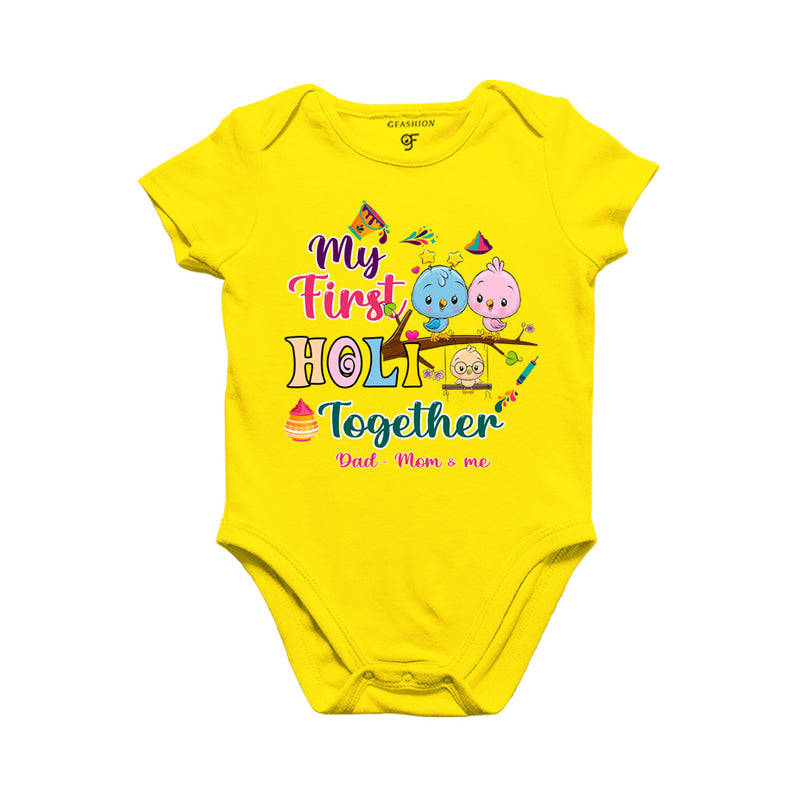 My First Holi  Together Baby Bodysuit in Yellow Color available @ gfashion.jpg