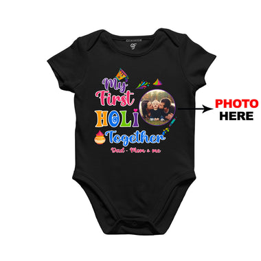 My First Holi  Together Baby Onesie-Photo Customized in Black Color available @ gfashion.jpg