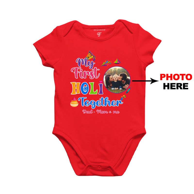 My First Holi  Together Baby Onesie-Photo Customized in Red Color available @ gfashion.jpg