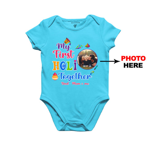 My First Holi  Together Baby Onesie-Photo Customized in Sky Blue Color available @ gfashion.jpg
