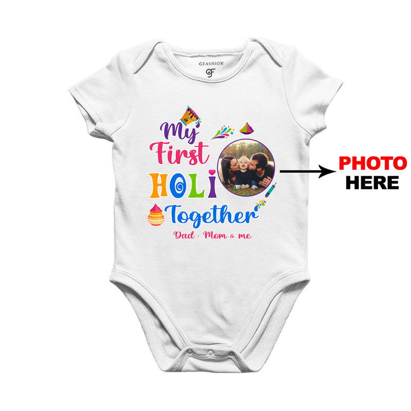 My First Holi  Together Baby Onesie-Photo Customized in White Color available @ gfashion.jpg