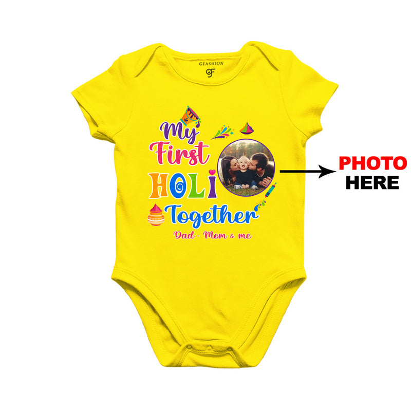 My First Holi  Together Baby Onesie-Photo Customized in Yellow Color available @ gfashion.jpg