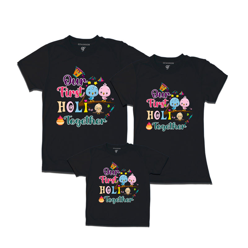 My First Holi  Together T-shirts for Dad Mom and Kids in Black Color available @ gfashion.jpg