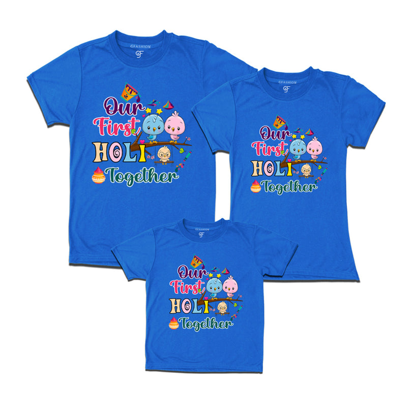 My First Holi  Together T-shirts for Dad Mom and Kids in Blue Color available @ gfashion.jpg